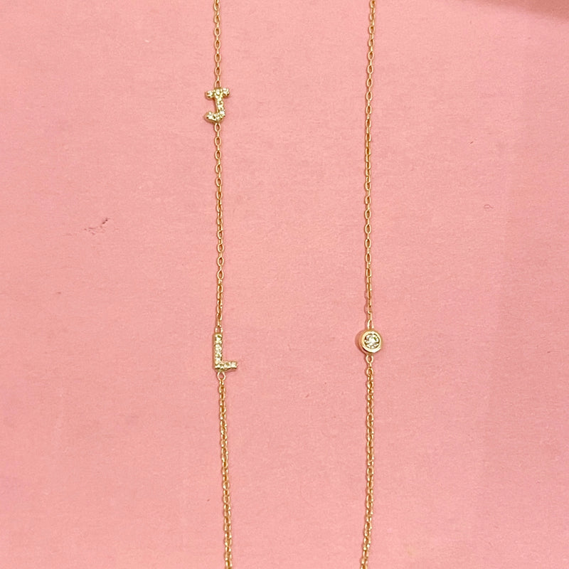 The Meghan Mini Diamond Initial Necklace With a Diamond Bezel