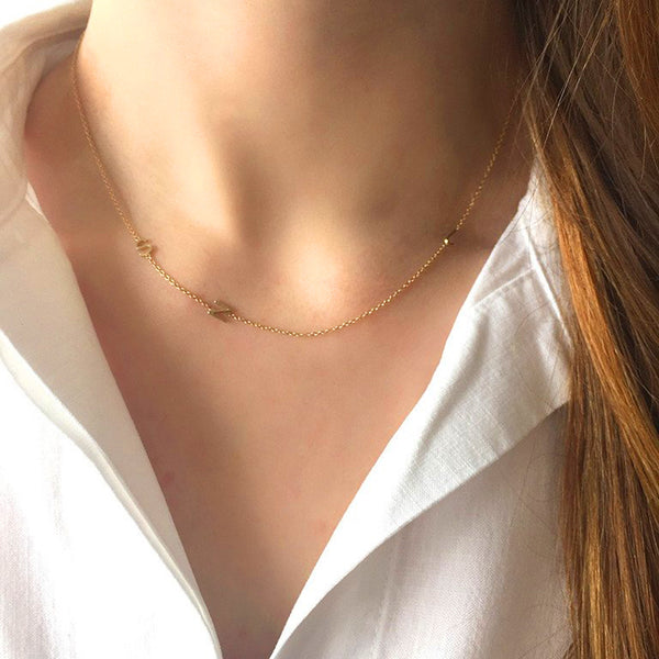 The Meghan Mini Initial Necklace - Choose 2 Initials - Yellow Gold / 16  inches