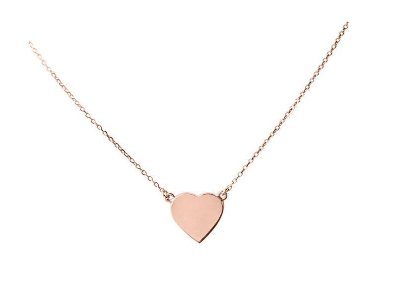 A Simple Heart Necklace Solid Gold Pink Gold 18 inches