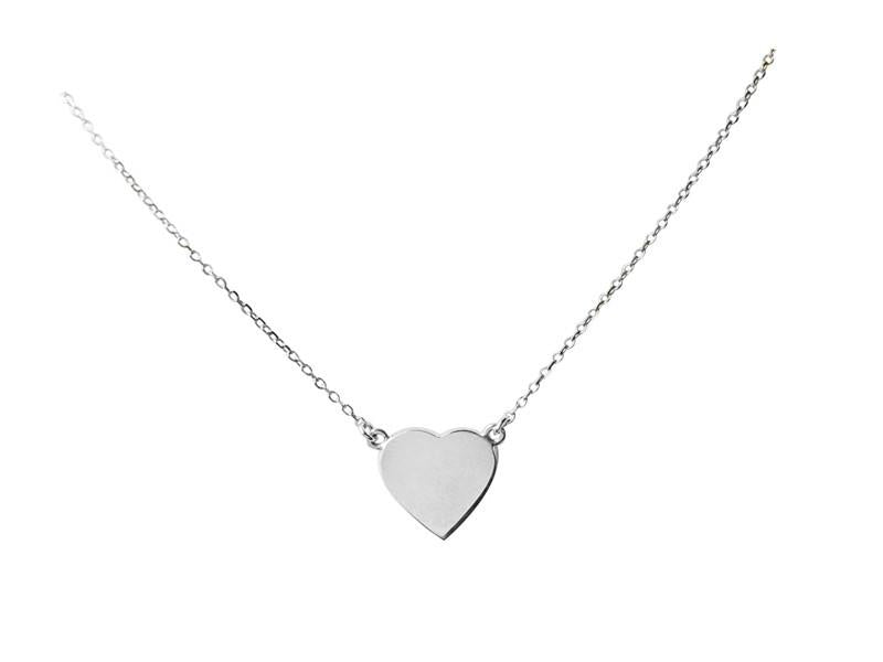 A Simple Heart Necklace Solid Gold White Gold 16 inches