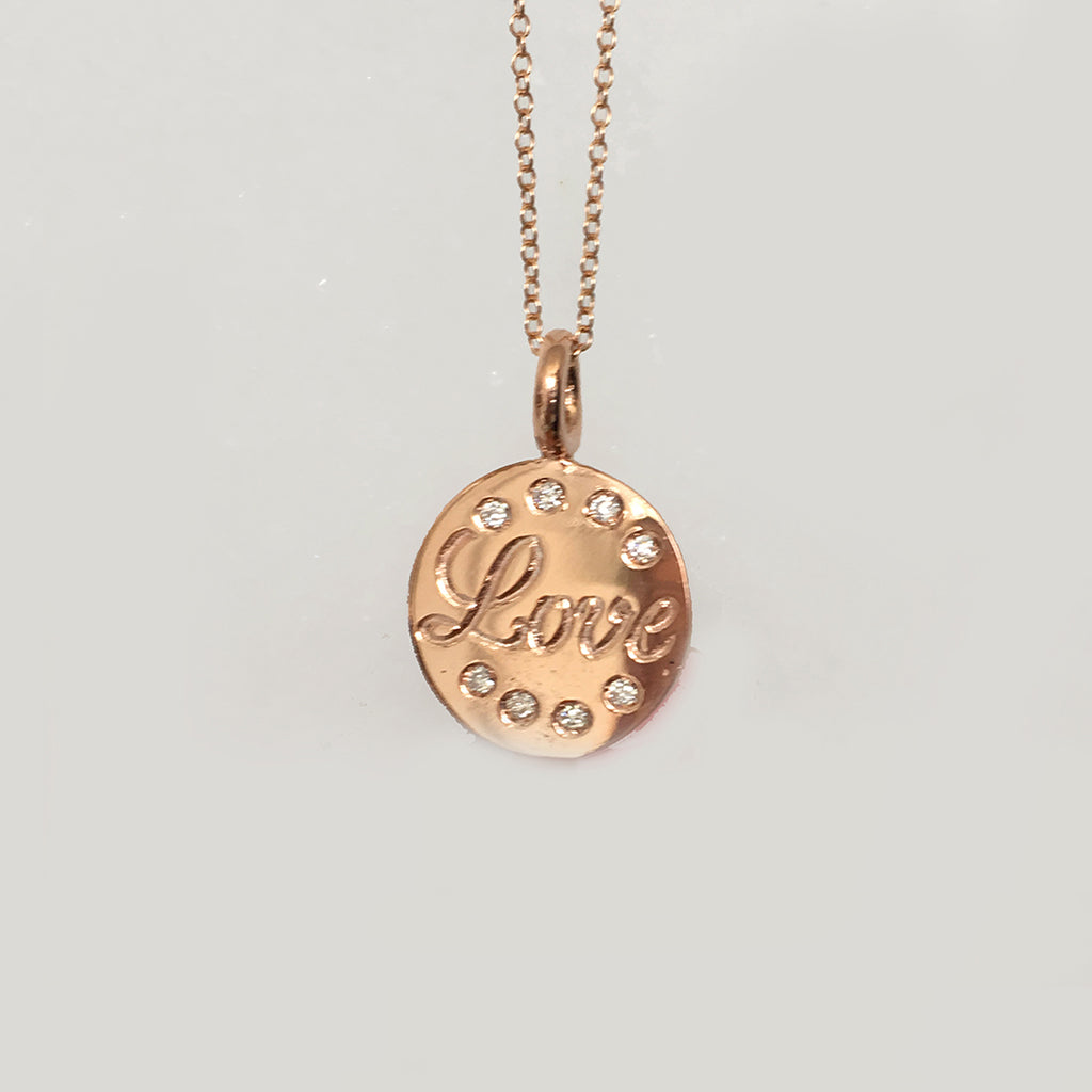 Love Necklace with Diamonds in Pink Gold - Heart Charms Sold Separately