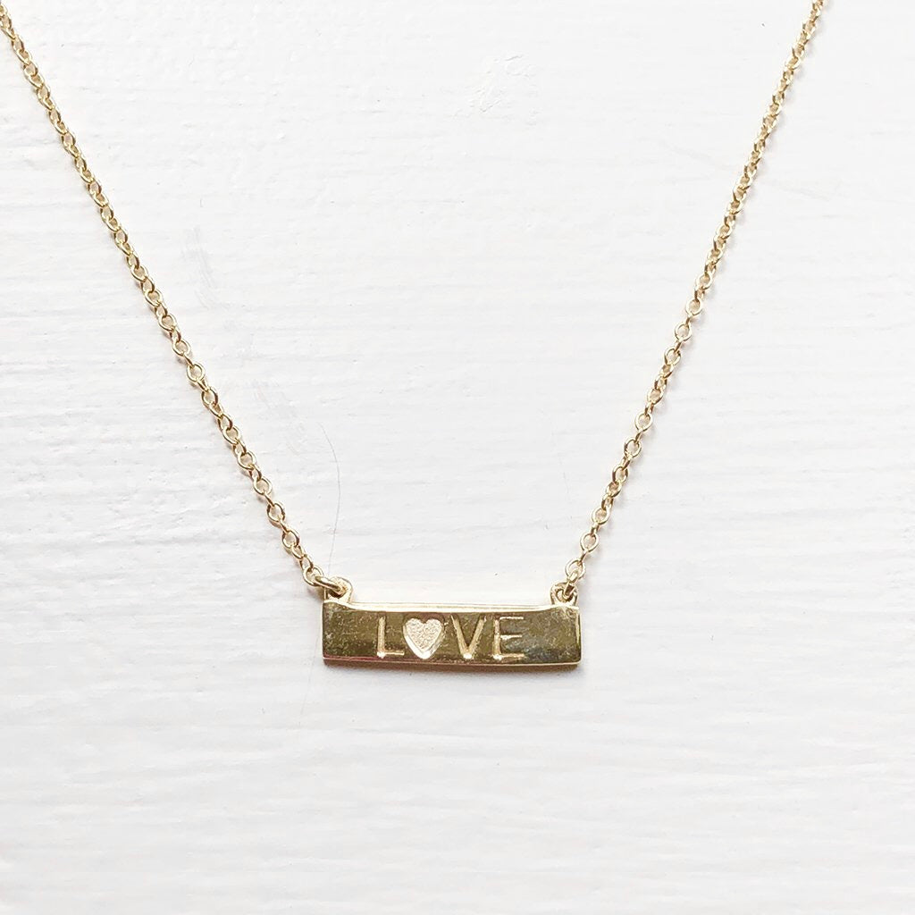 Love Bar Necklace - Solid Gold