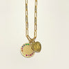 Rainbow disc on paperclip necklace and personalized heart charm