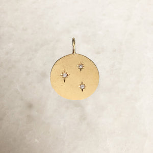 Solid Gold Multi Starburst Disc Charm With Diamonds