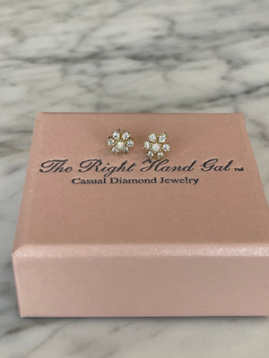 Flower Studs with Opal & Topaz - Solid Gold