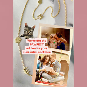 The Meghan Mini Initial Necklace With a Paw