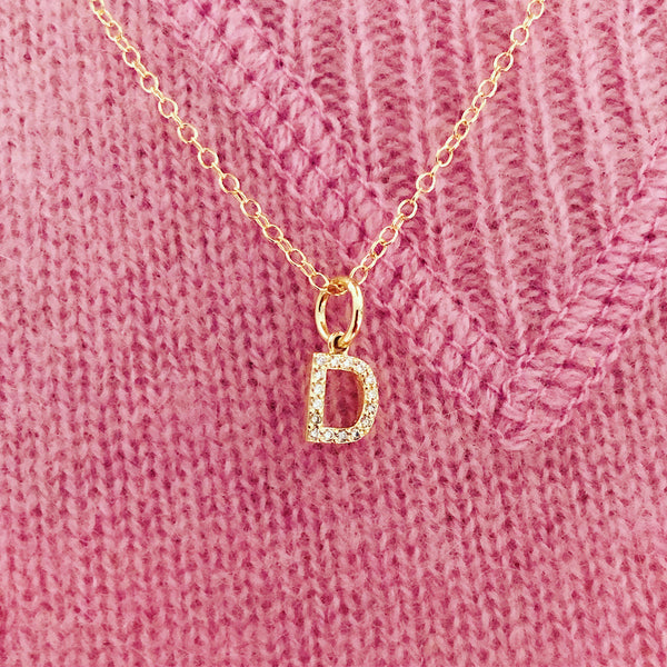 Initial Charm Necklace Solid Gold The Right Hand Gal