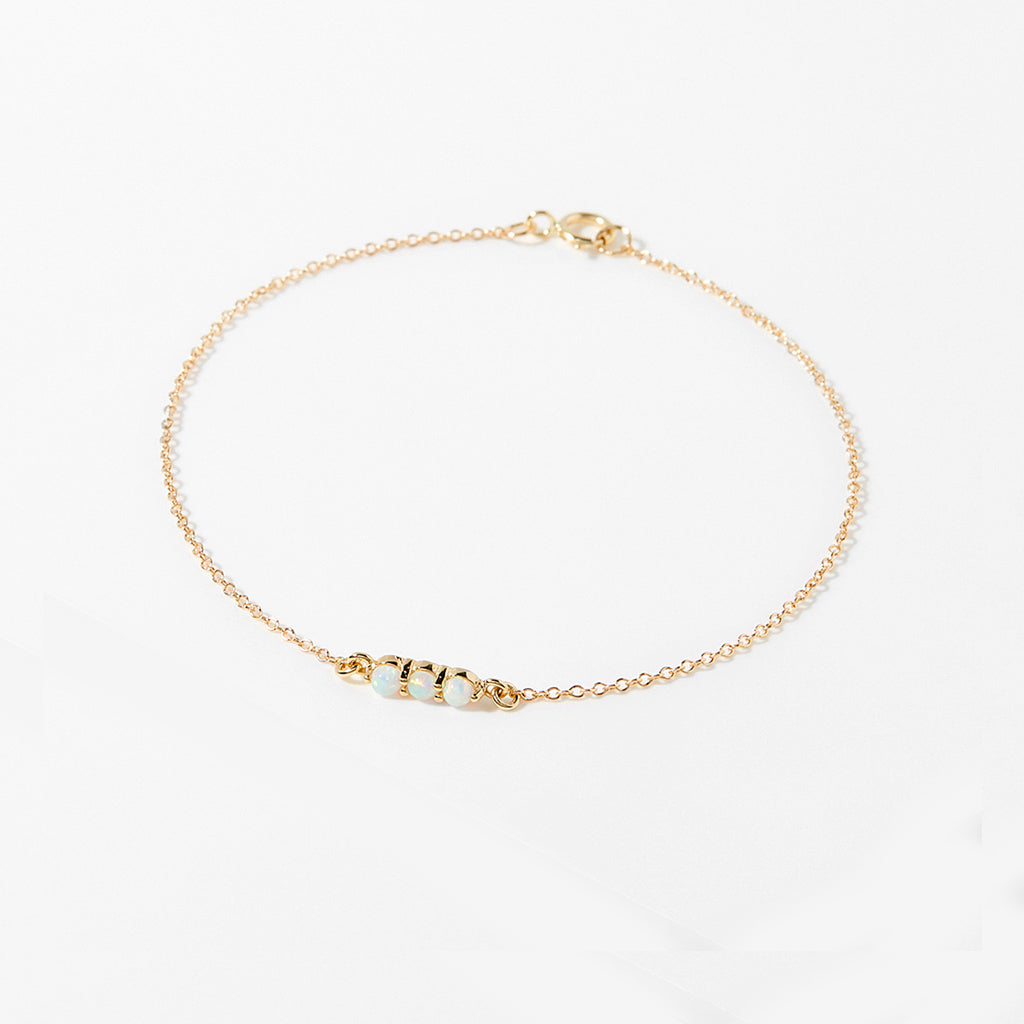 Opal Bar Bracelet - Solid Gold
