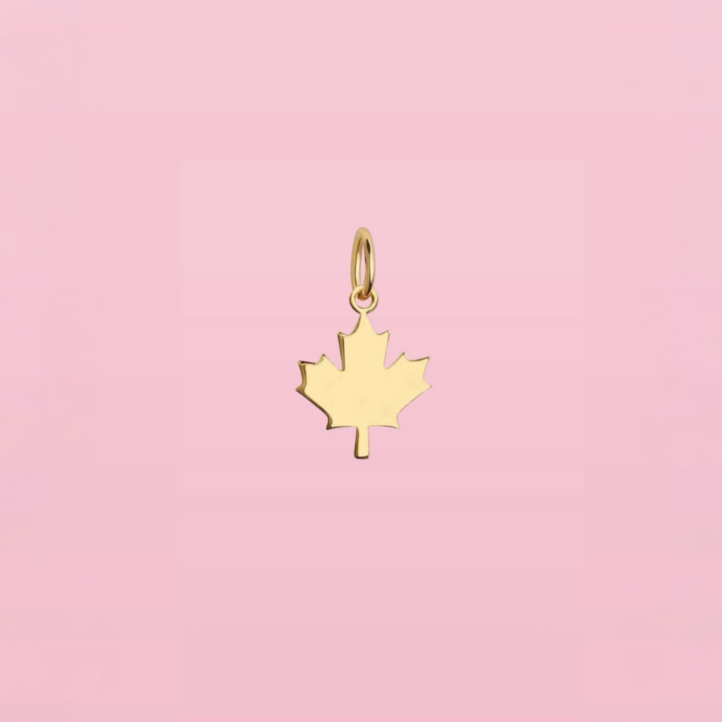 Maple Leaf Charm or Necklace Solid Gold