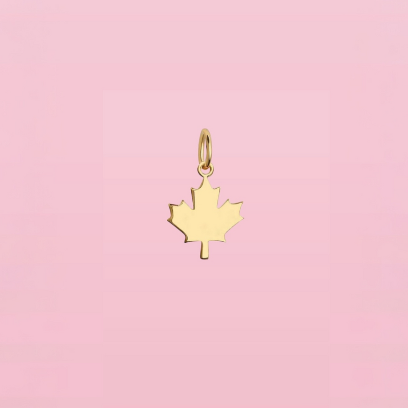 Maple Leaf Charm or Necklace Solid Gold