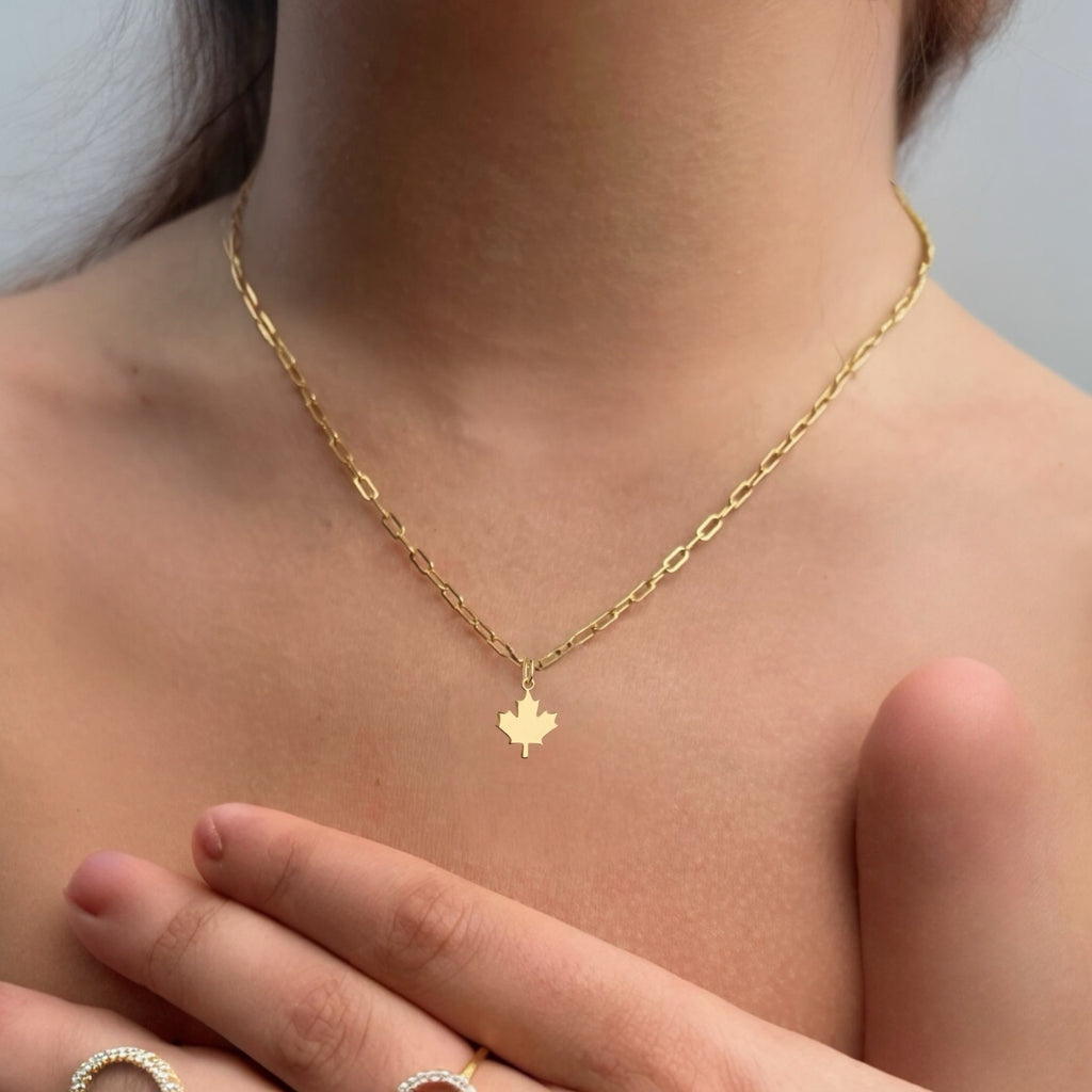 Maple Leaf Charm or Necklace Solid Gold