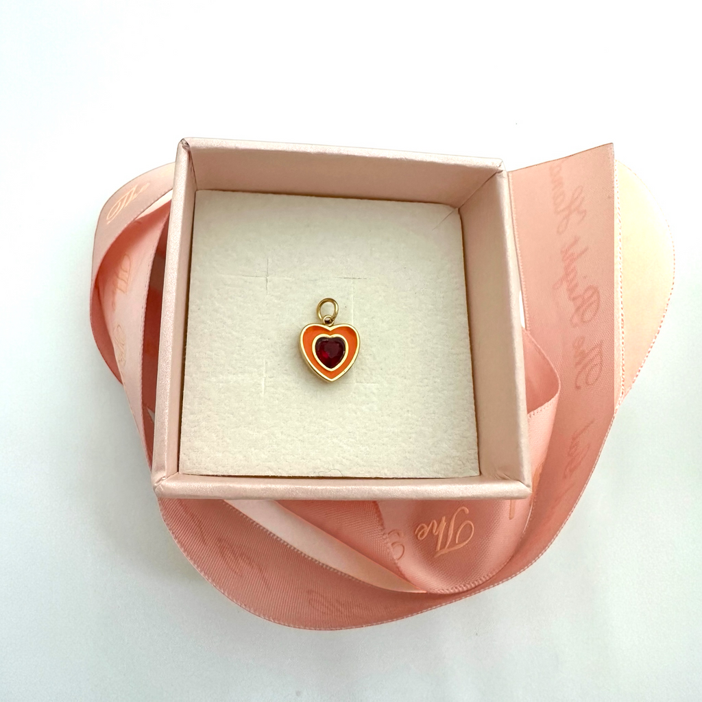 Enamel Heart Charm Papaya