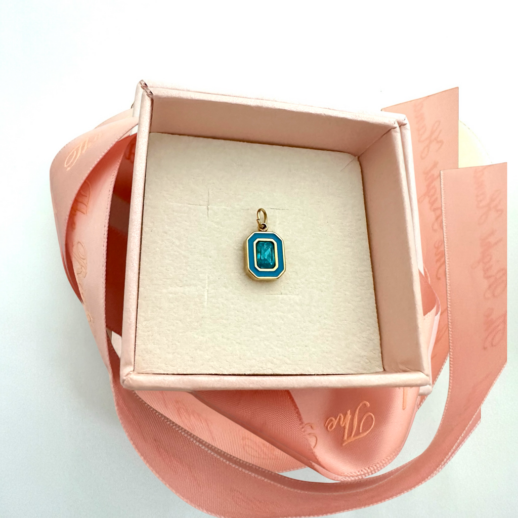 Enamel Rectangle Charm - Navy Blue