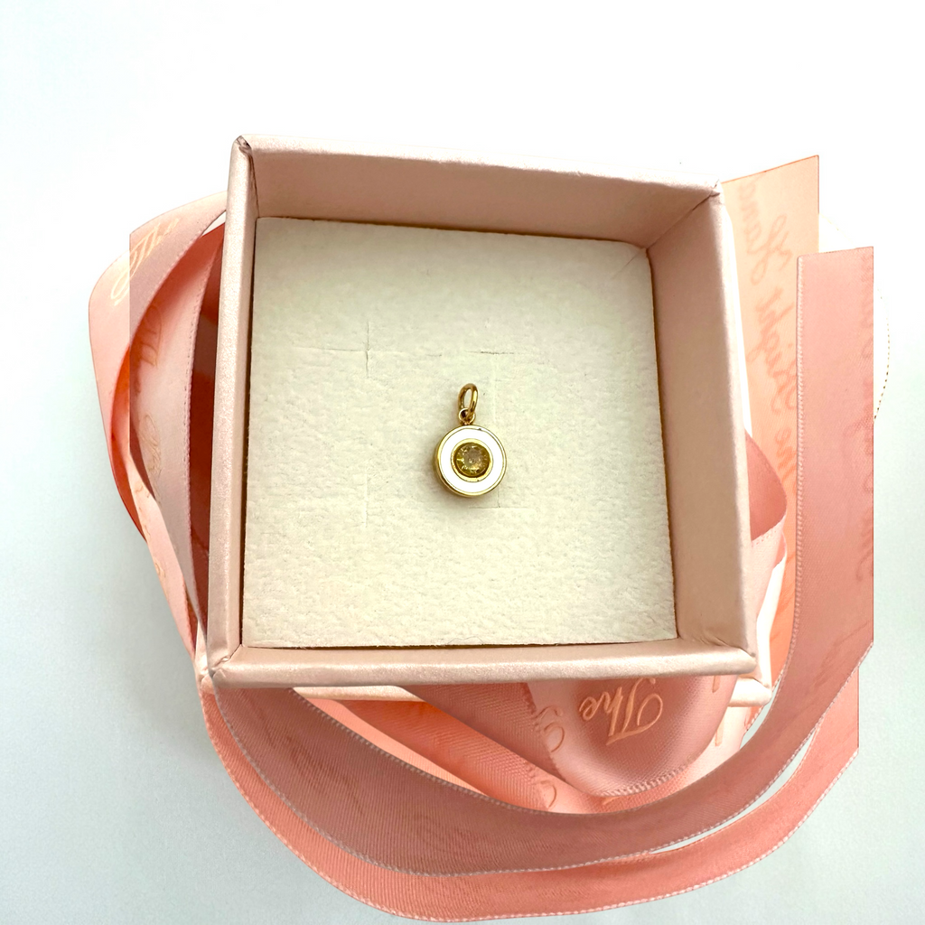 Enamel Round Charm - White