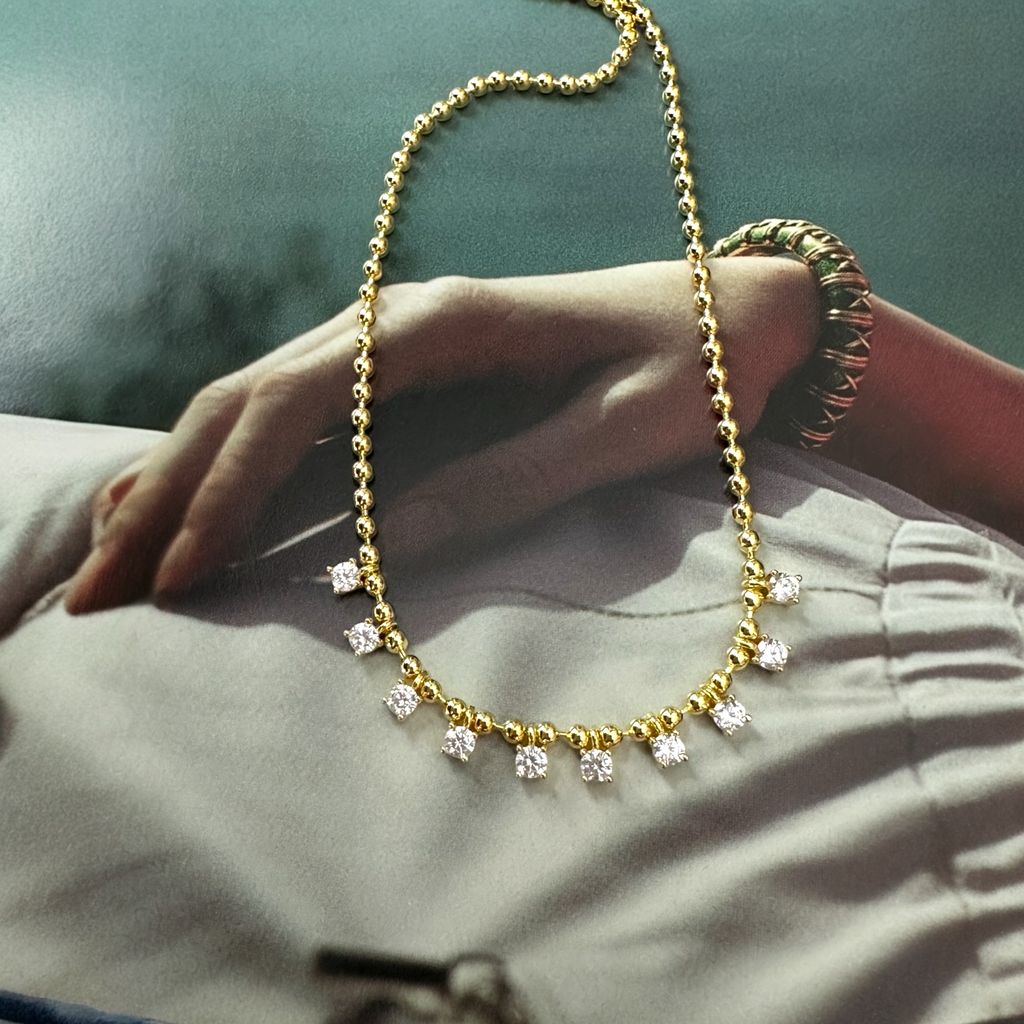 Fringe Necklace With Crystalline Stones