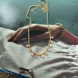 Fringe Necklace With Crystalline Stones