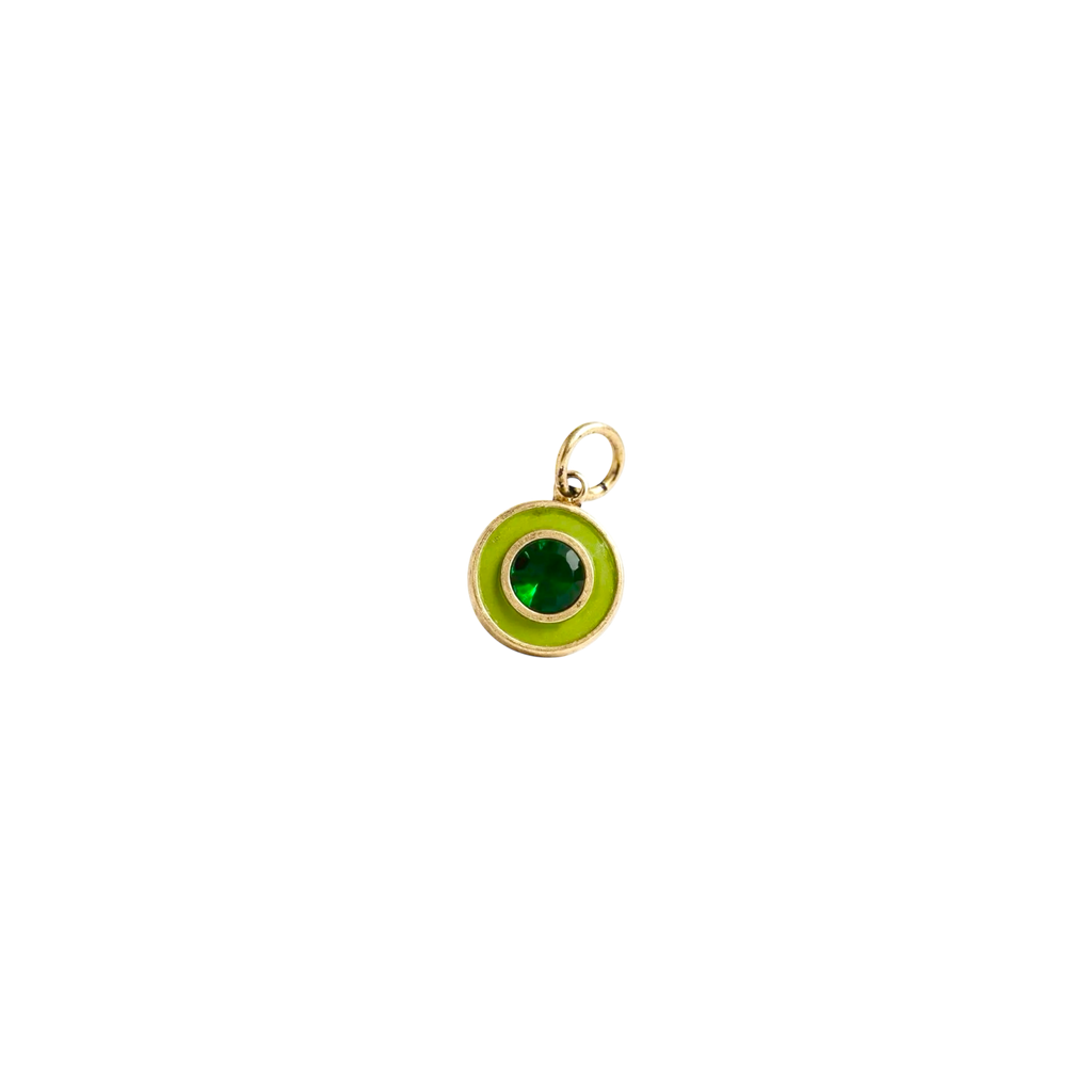 Enamel Round Charm / Avocado green