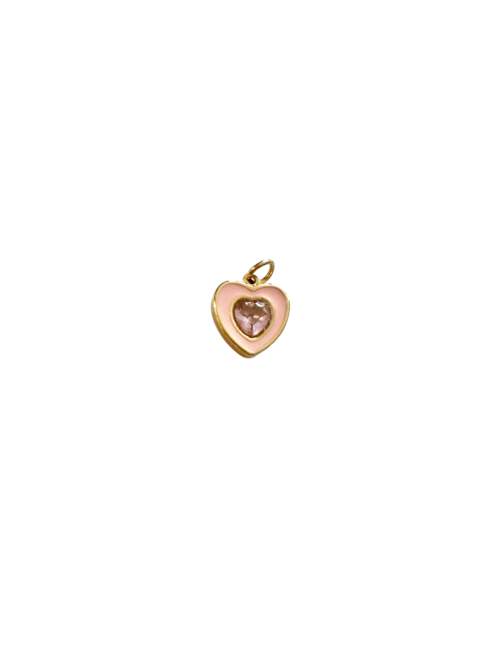 Enamel Heart Charm - Baby Pink