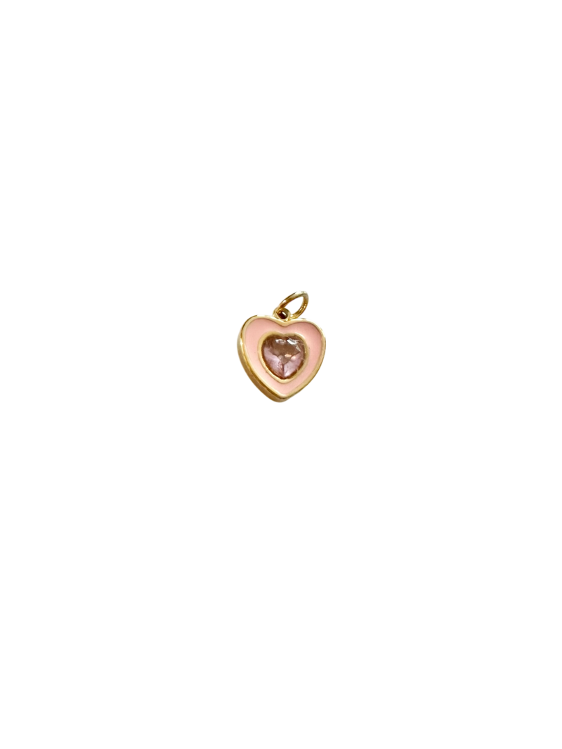 Enamel Heart Charm - Baby Pink