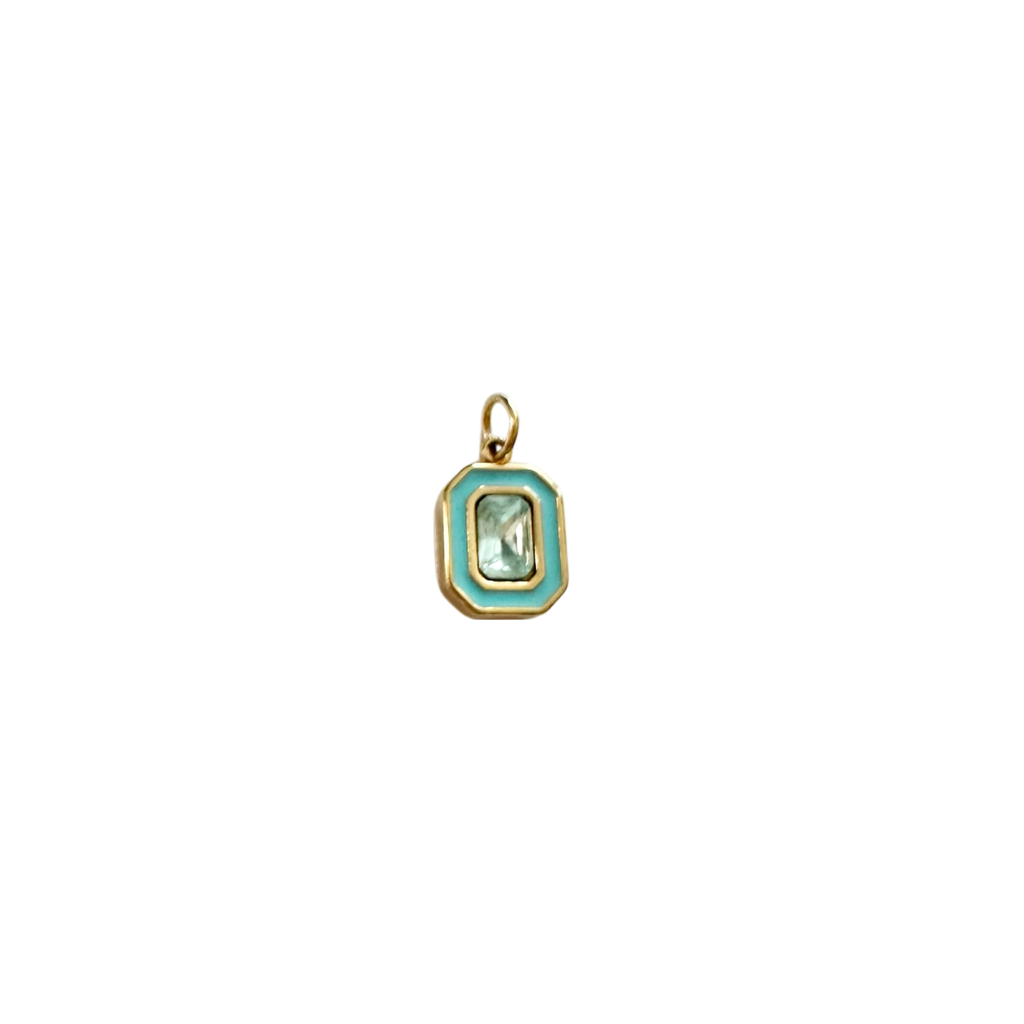 Enamel Rectangle Charm-Ocean Blue
