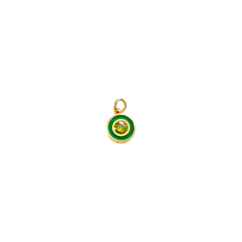 Enamel Circle Charm- Green