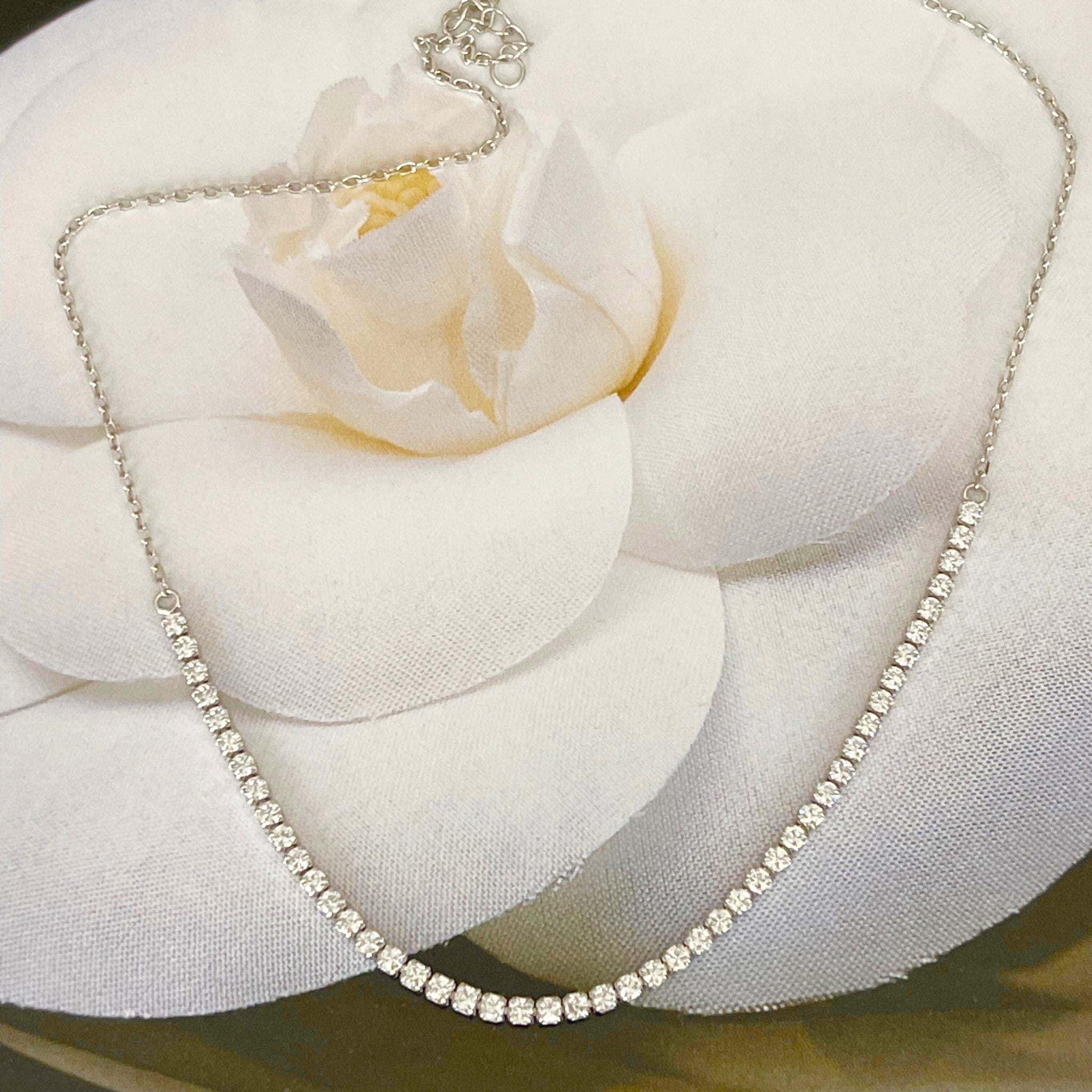 10 ct Round Diamond Graduated Tennis Necklace Half Bezel 16 Inch - Diamond  Tennis Necklaces - Necklaces