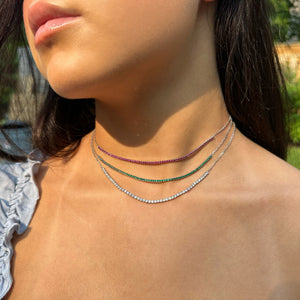 Half Tennis Necklace- Available in 3 Colors
