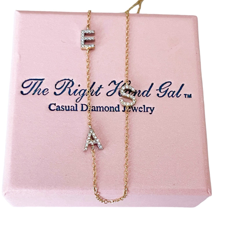 Asymmetrical Initial and Diamond Bezel Necklace – Alexandra Beth