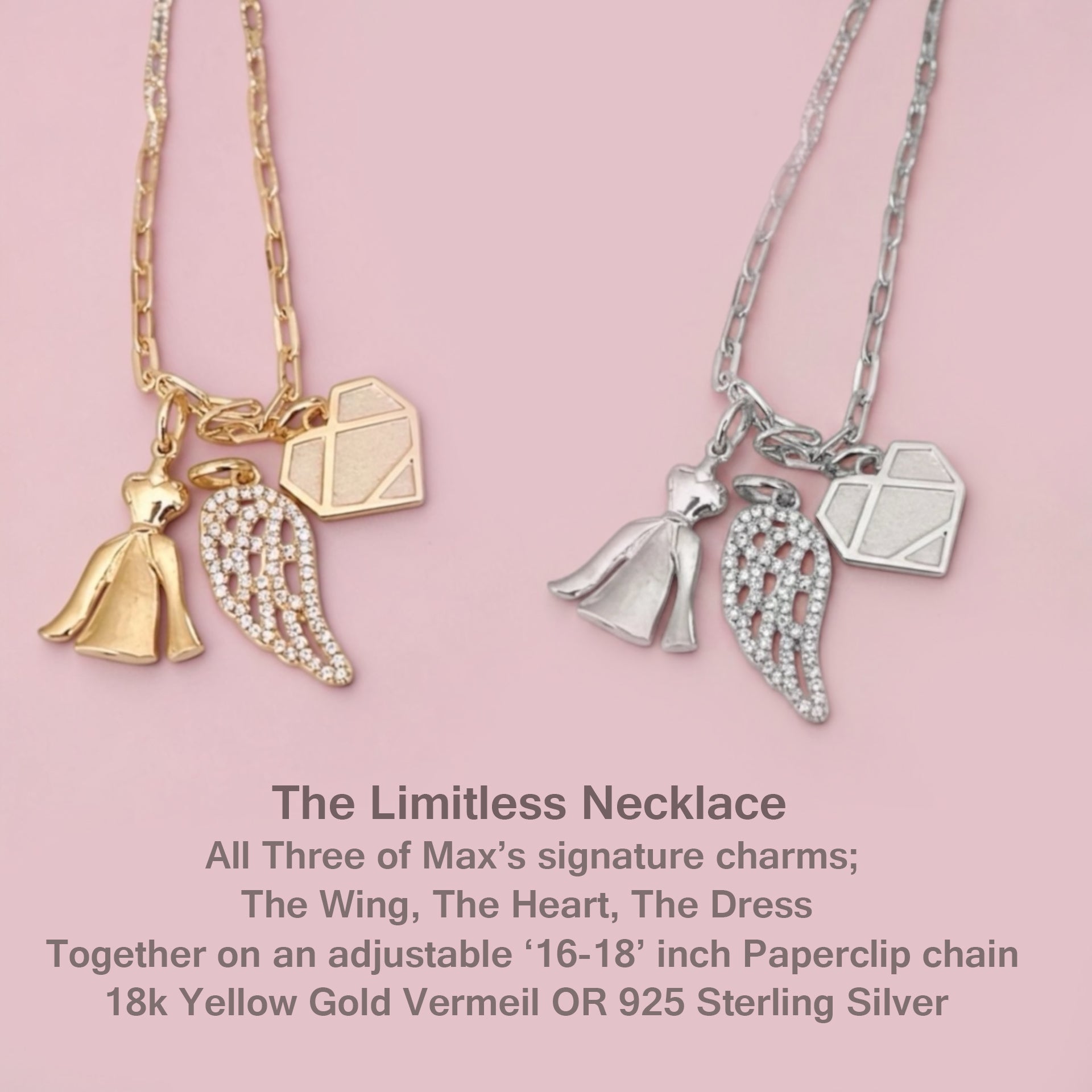The Limitless Necklace by Max Alexander — Wing, Heart & Dress