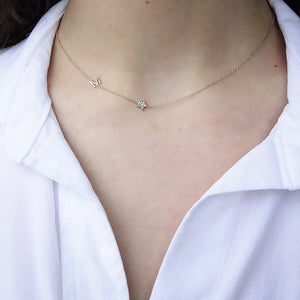 The Meghan Mini Initial Necklace with a Diamond Pavee Star & Your Choice of Initials