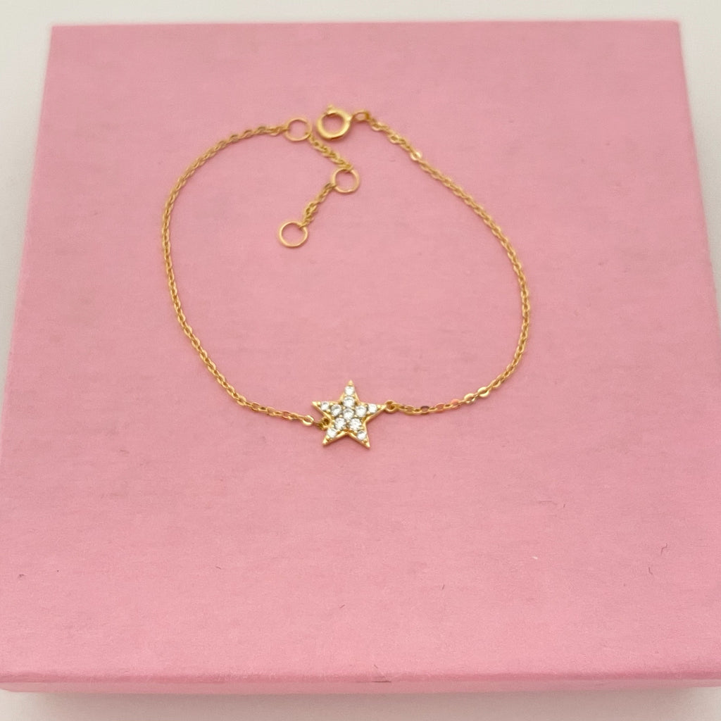 Bracelet étoile taille diamant-plaqué or 14 carats