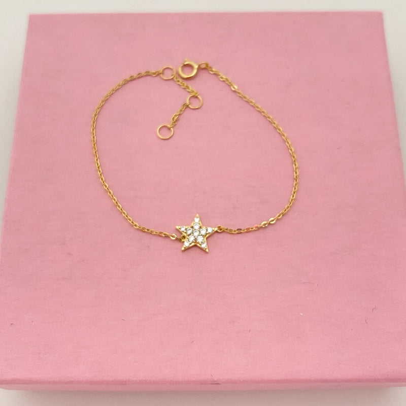 Bracelet étoile taille diamant-plaqué or 14 carats