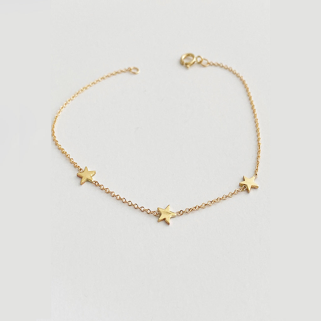 Three Baby Star Bracelet -  Solid Gold