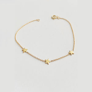 Three Baby Star Bracelet -  Solid Gold