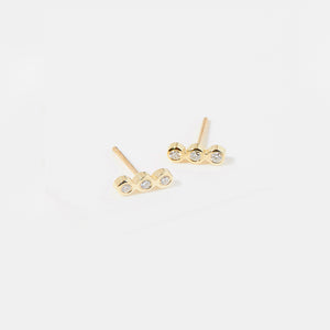 Three Babes Studs with Diamonds - Solid Gold