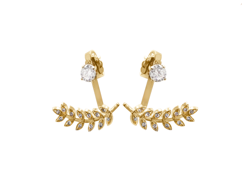 Vine Jacket  Earrings With Small CZ Stud