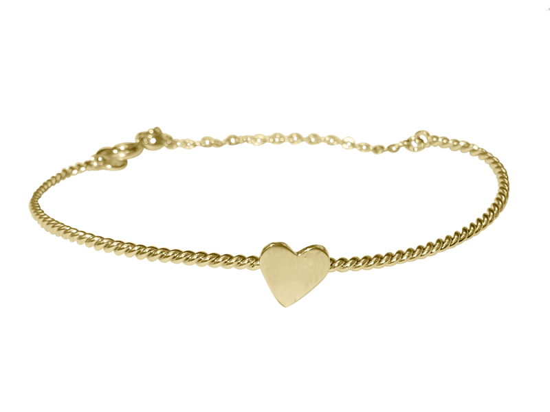 Twisted Heart Bracelet - Solid Yellow Gold