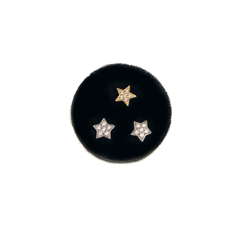 Pavee Star Studs - Or massif avec pierres CZ ou diamants