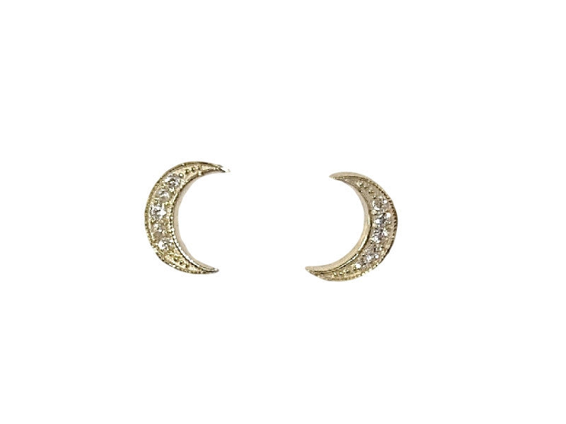 Diamond Moon studs - Solid Gold