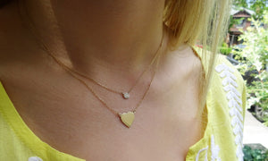 Tiny Diamond Disc Necklace - Solid Gold