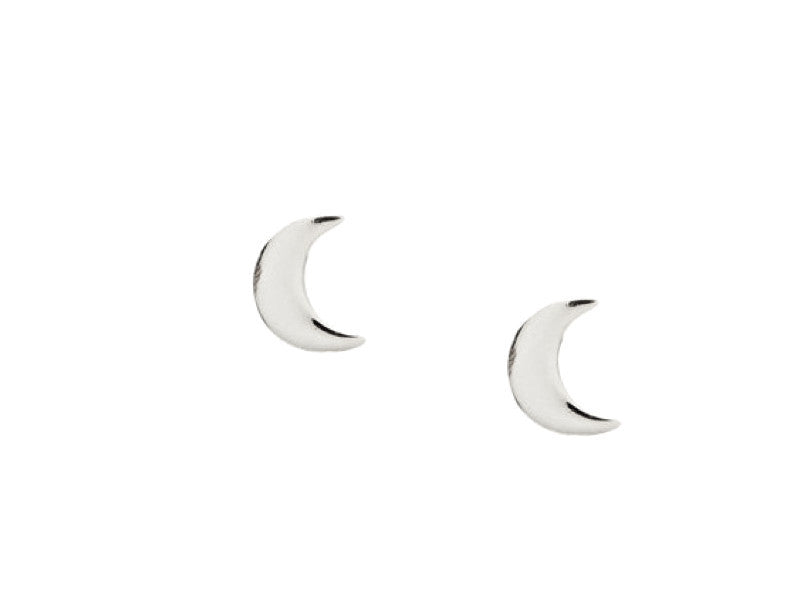 Simple Moon Earrings - White Gold