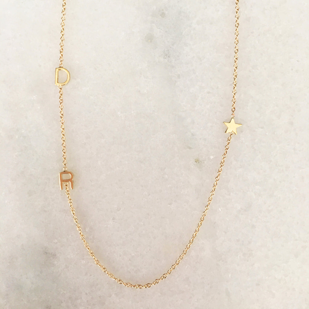 The Meghan Mini Initial Necklace - Choose 3 Initials – The Right Hand Gal