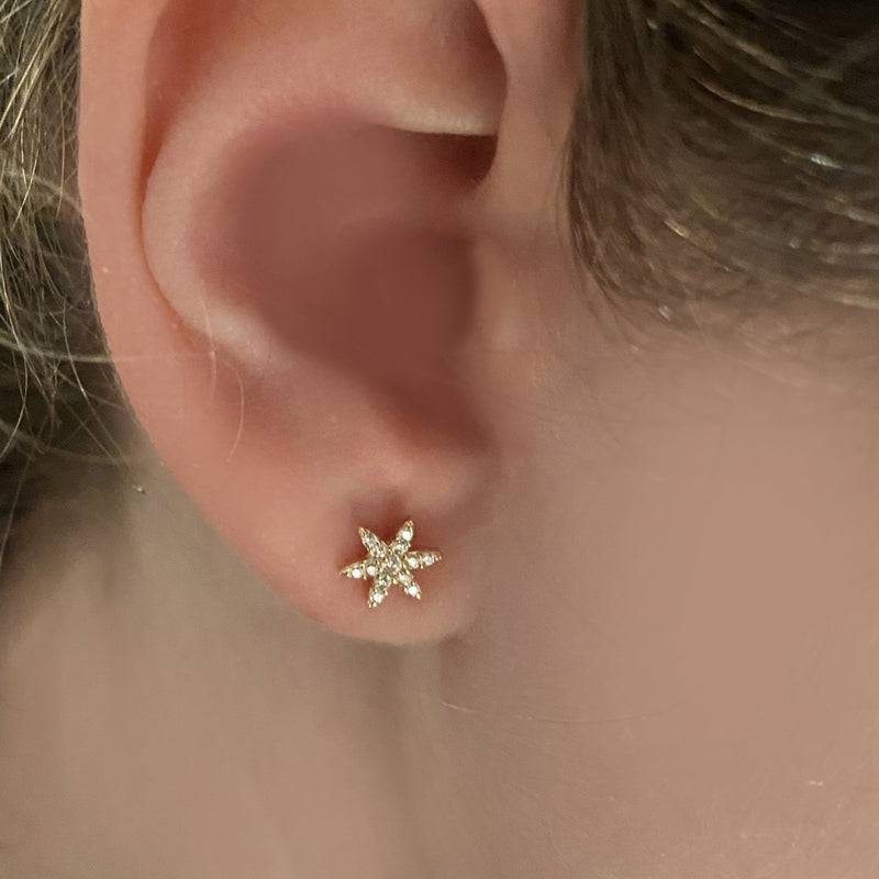 Boucles d’oreilles à fleurs fraîchement coupées- Or massif- Vendu par paire