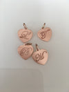 Solid Gold Heart Initial Charms- Each Sold Separately - Comes In Solid Yellow, White & Pink Gold