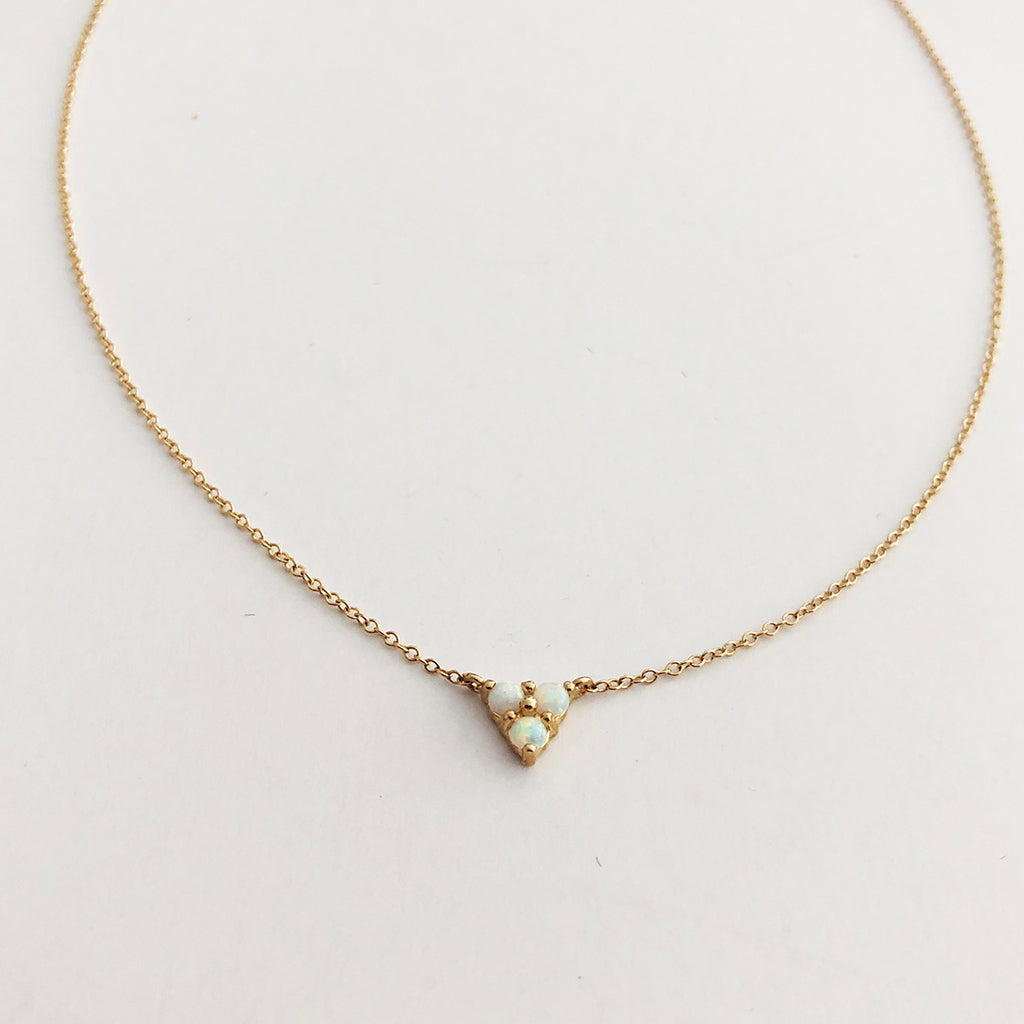 Opal Triangle Necklace - Solid Gold