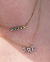 Diamond Initials on a Line Necklace - Solid Gold