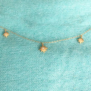 Starburst Diamond Dangle Necklace - Solid Gold