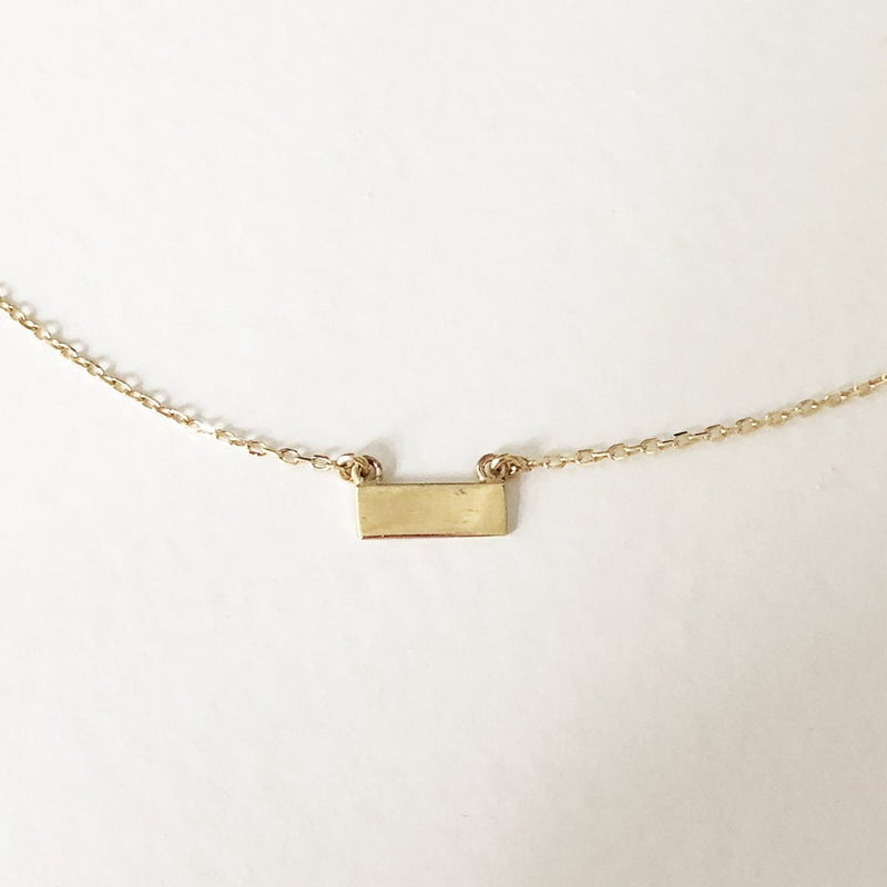 Plain Bar Necklace - Solid Gold