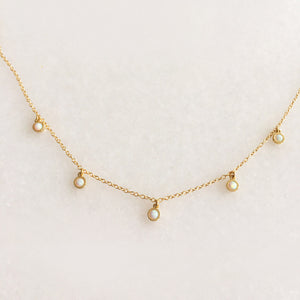 Opal Dangle Necklace - Solid Gold