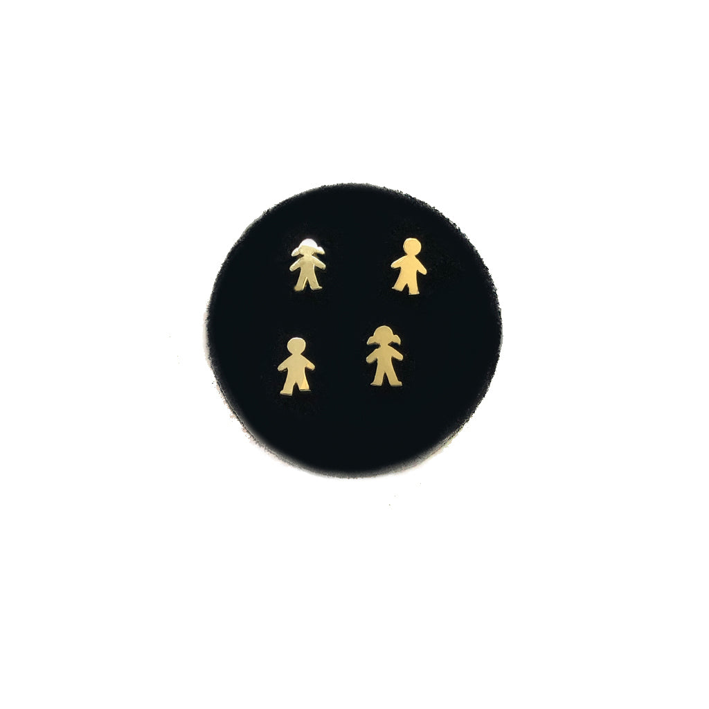 Little People Studs- Comes In A Pair -Available In Solid Yellow Or White Gold
